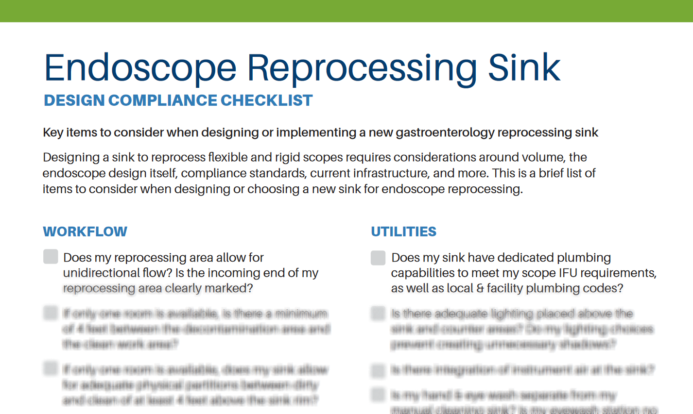 Endo reprocessing sink checklist teaser